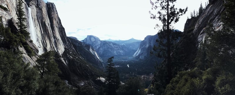 Almost done with the Yosemite falls trail! The strong flow was a result of a recent snow storm.