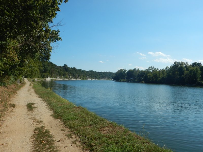 Big Slackwater (shown here) is where the trail turns concrete as it curves around a calm and beautiful bend in the Potomac.