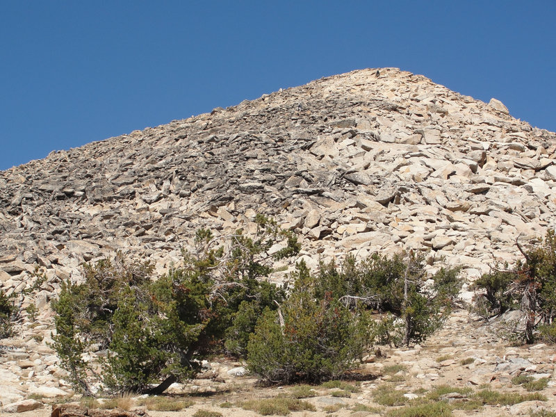 The rocky summit cone of Pyramid Peak makes for a spicy scramble.