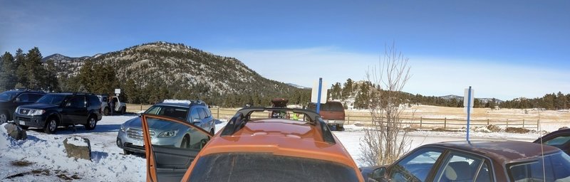 The Upper Three Sisters Parking Area offers plenty of parking and meadow views, especially on bluebird days.