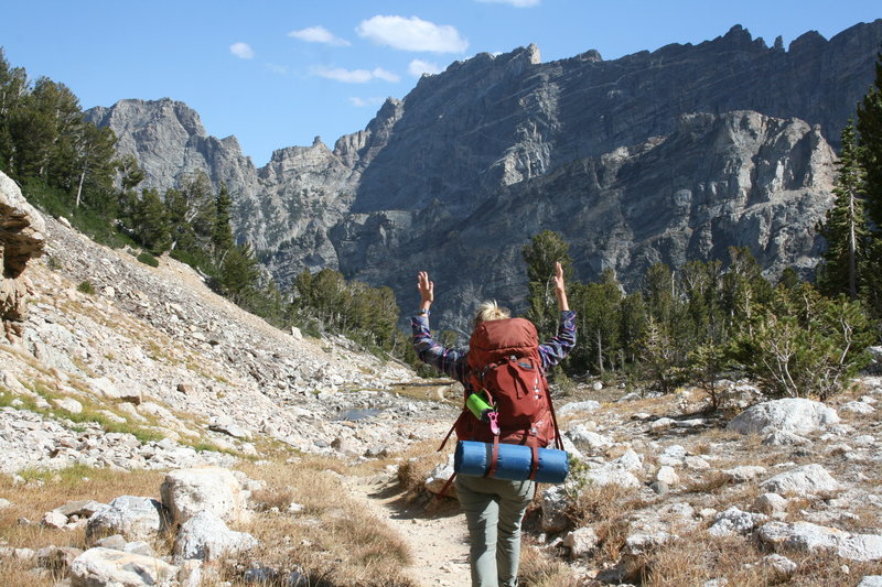 Spirits are high as we head down Upper Paintbrush Canyon on Day 4 of the Teton Crest Trail.