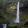 This is a view of the falls and the footbridge that crosses the creek.