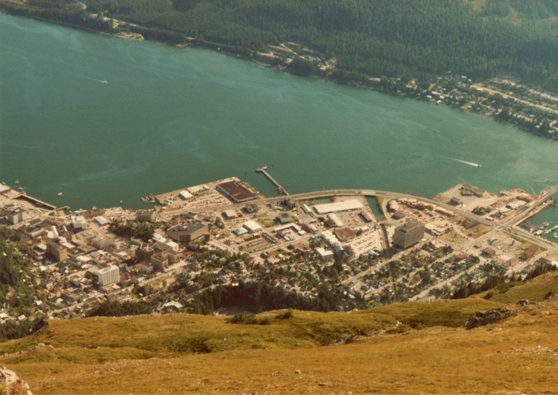 The town of Juneau looks tiny from the summit of Mt. Juneau.