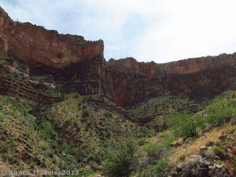 Canyon walls tower above the East Horseshoe Mesa Trail (aka Hance Creek Trail).