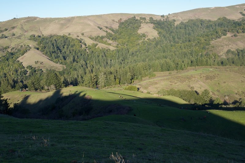 A group of hikers can be seen making their way back down from the summit of Mindego Hill late in the day. The view is popular, so you probably won't be the only one at the summit.