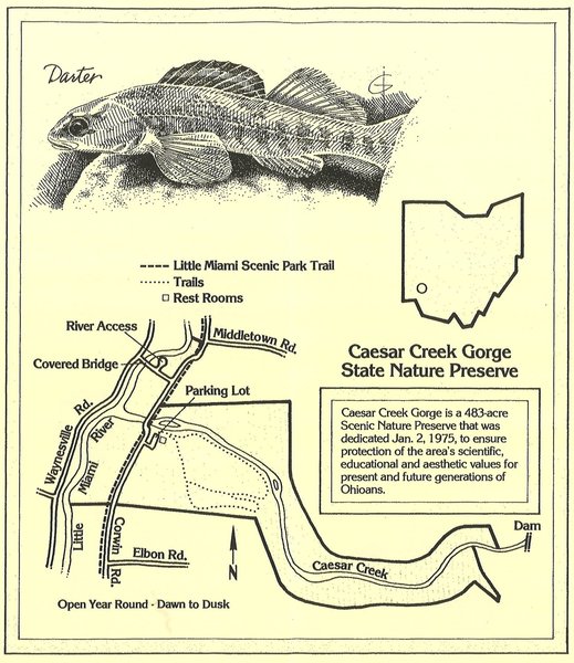 The trail map is posted near the parking area.