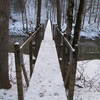 Suspension bridge over the Red River.