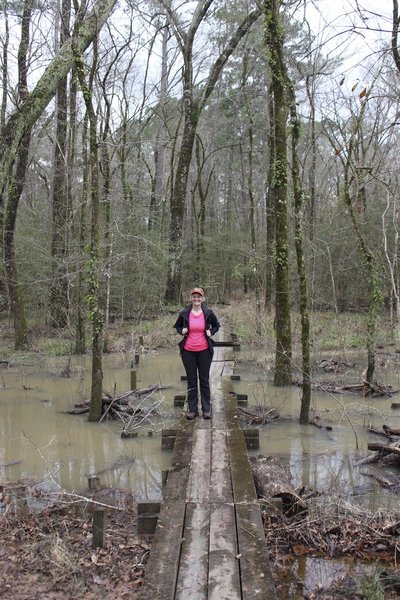 Crossing the small and well-maintained trail