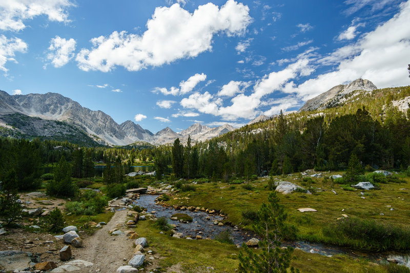 Spectacular views await you when approaching Box Lake along the Gem Lake/Little Lakes Valley Trail.