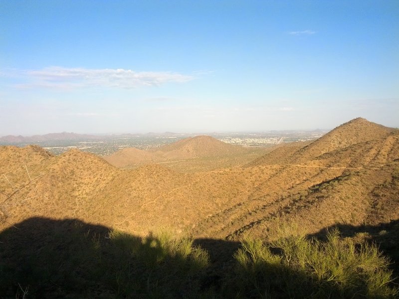 A gorgeous view awaits from the top of the Sunrise Trail. The 136th Street Spur can be seen headed down the mountain.