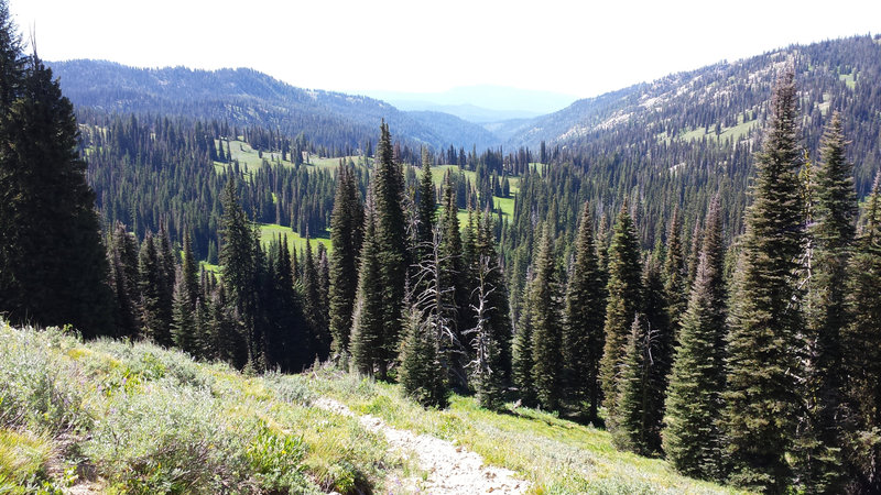 Get ready for a beautiful view of the Rapid Creek drainage from the pass below Boulder Mountain.