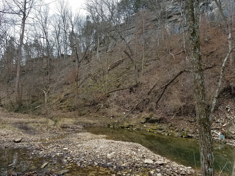 Cross Bass Creek next to this bluff.