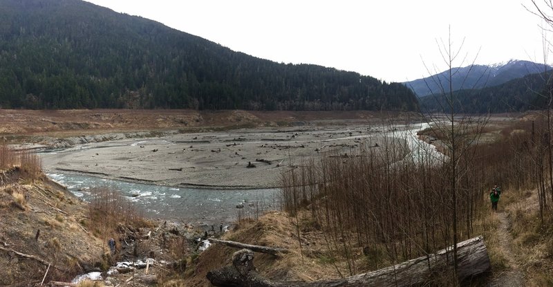 The Elwha River flows alongside the Smokey Bottom (West Lake Mills) Trail.