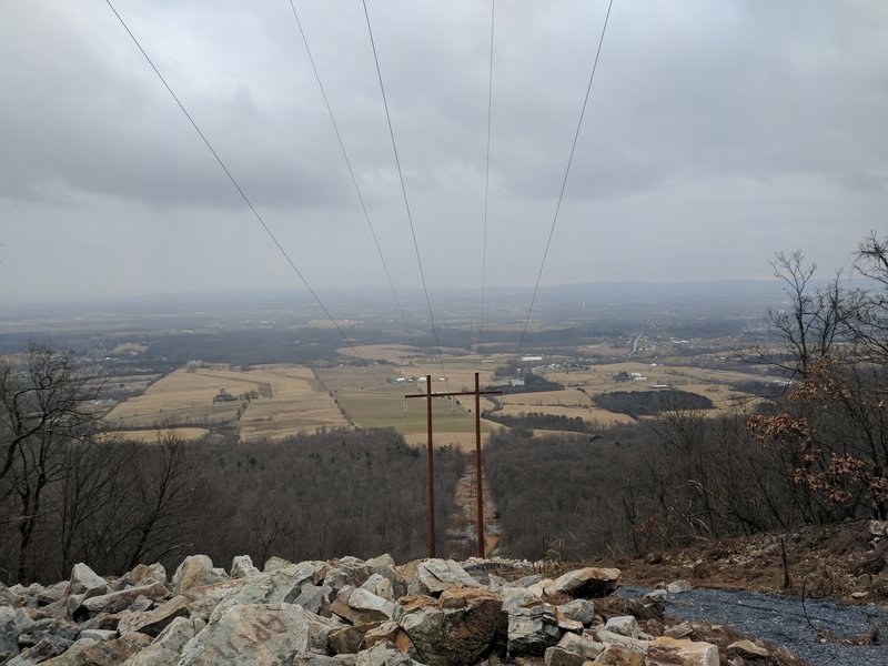 This beautiful view into the Cumberland Valley is your reward for the steep climb up the power line cut.