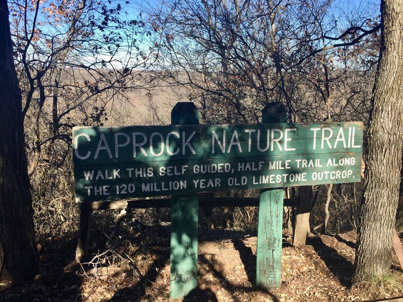 An informative sign marks the entrance to the trail at the Hardwicke Interpretive Visitor Center.
