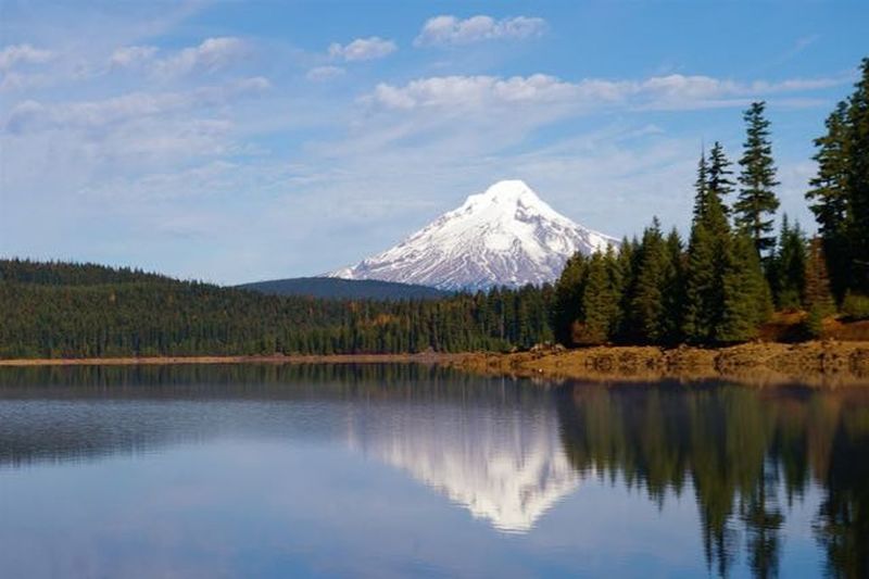 The Cove Day-Use Area, along the Southshore Trail, offers fantastic views of Mt. Hood on a clear day. Photo by John Sparks.