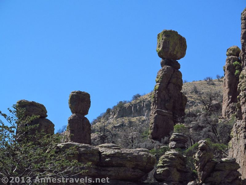 Spires and balancing rocks stand along the Echo Canyon Trail.