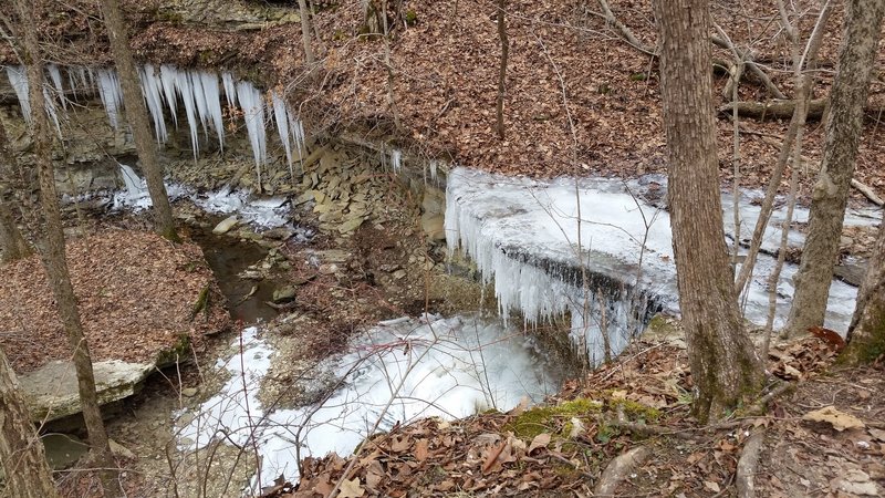 Waterfall #2 easily freezes over in the winter.