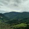 The Quicksilver Hills and Santa Cruz Mountains hide their peaks in the clouds on a stormy winter day along the Wood Road Trail.