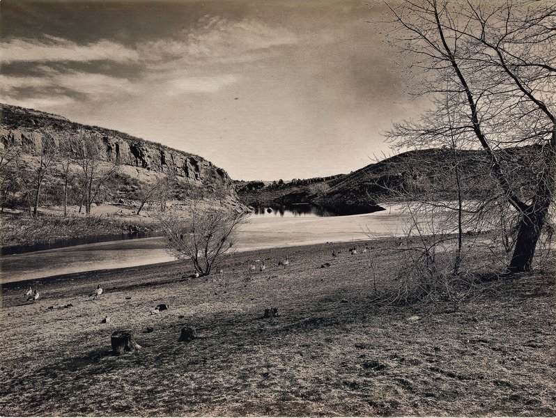 This is a view looking out to one of the reservoir cutouts along the East Valley Trail.