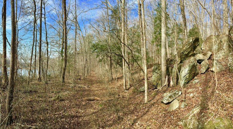 There are many rock outcroppings along the trail.