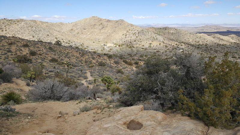 This view looking back at the parking lot from the peak gives you an idea of the elevation change along the High View Nature Trail.