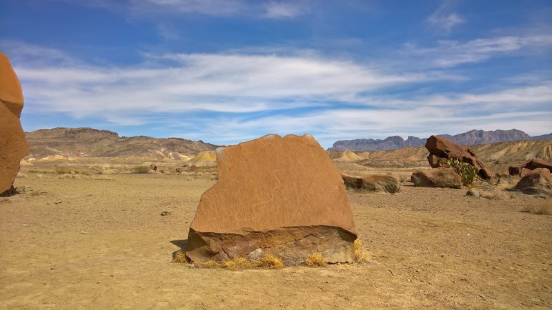 Petroglyphs adorn many area rocks in the Chisos Basin.