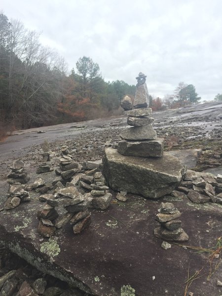 You may often encounter small cairns along this mountainside trail.