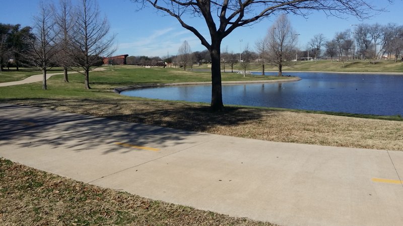 A pond was created by Huffhines Creek near the recreation center.