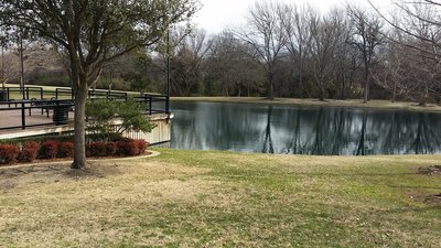 A nice deck makes for easy viewing of the fish pond.