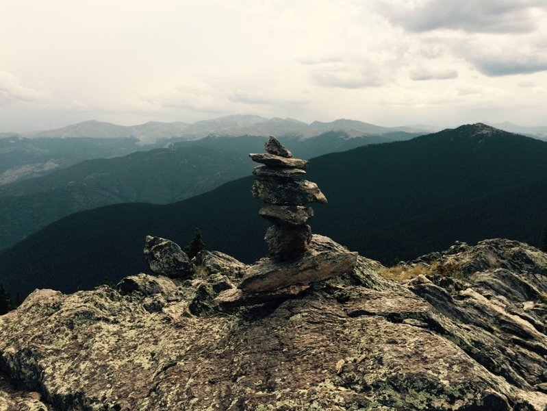 Squaw Mountain summit offers a great view of Evans, with Chief Mountain to the west.