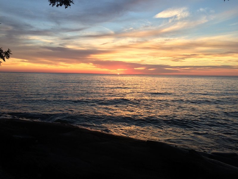 The sun sets over Lake Superior.