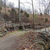 The trail crosses over a low-water creek with small falls.