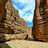 The canyon north of the parking lot is broad at first, but quickly narrows.