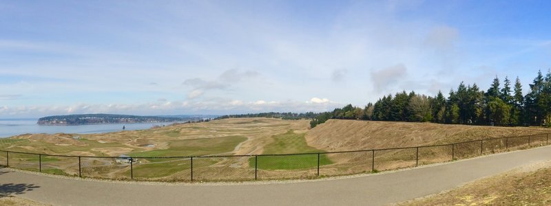 Enjoy pleasant views of Chambers Bay Golf Course and the Puget Sound from the Soundview - Grandview Connector
