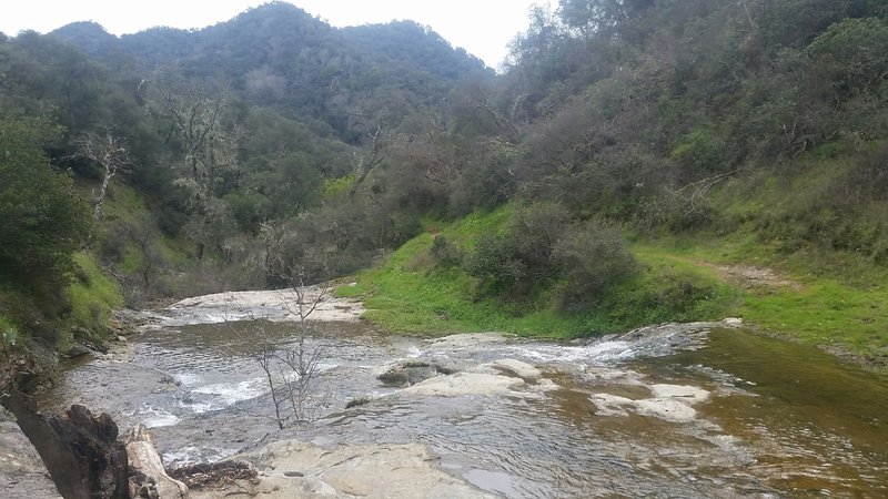 While the flowing water is pleasant, the first creek crossing along the Big Falls Trail takes a little concentration.