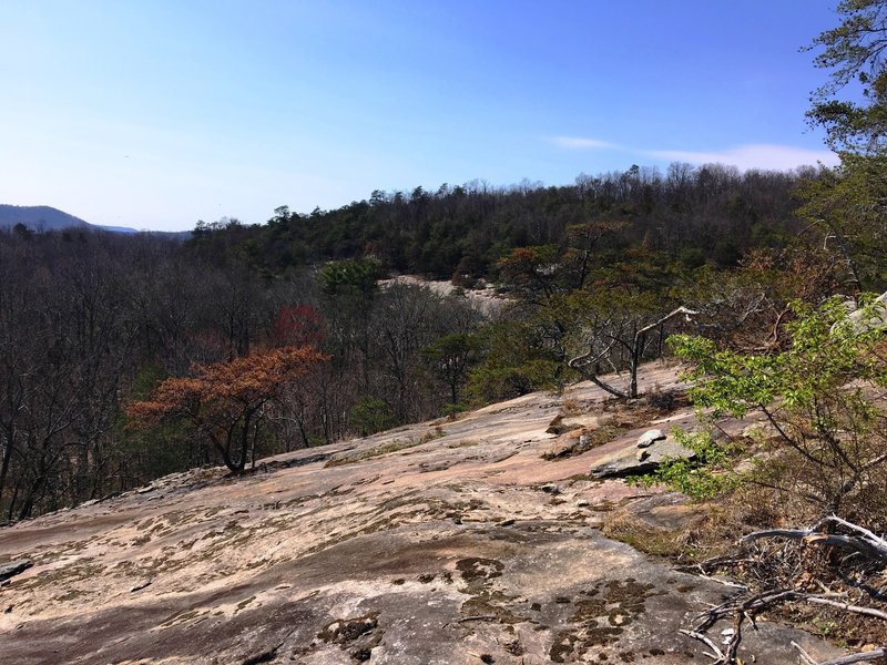 Along the Vertical Mile Challenge Trail's steep climb, enjoy this interesting rock slab and an incredible view.