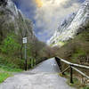 A sturdy bridge allows you to continue enjoying the view as you cross the river.