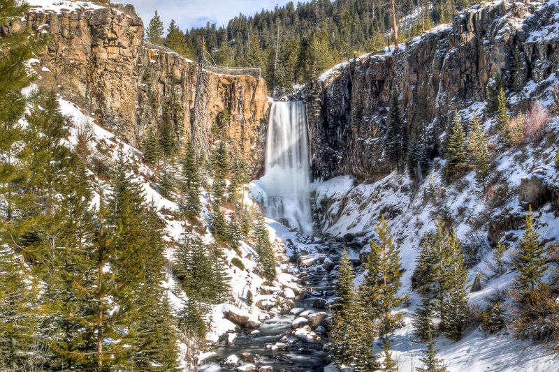 A snow-decorated Tumalo Falls is your wintertime reward along the North Fork Trail.