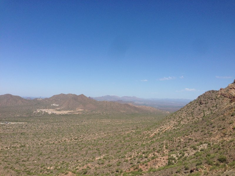 Enjoy this view from the cave at the trail's end. The Fountain Hills are located in the distance to the right.