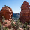 Two rocky heads stand alongside the Bear Mountain Trail.