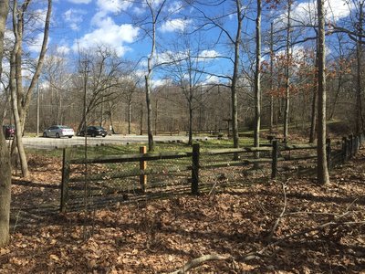 This is the Alexander Road Trailhead as seen from the Sagamore Creek Loop Trail.