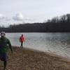 Enjoying the water at the end of the Deer Park Peninsula Trail.