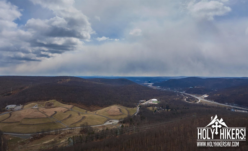 Look east from the summit to enjoy the view toward Mahwah and NYC far on the horizon.