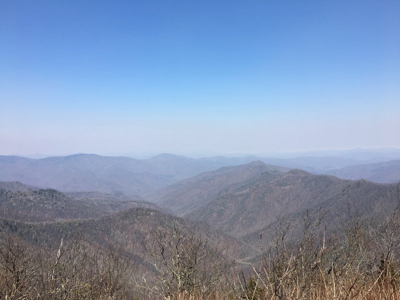 At the top of Sam Knob, enjoy peaceful mountain views on a warm winter day.