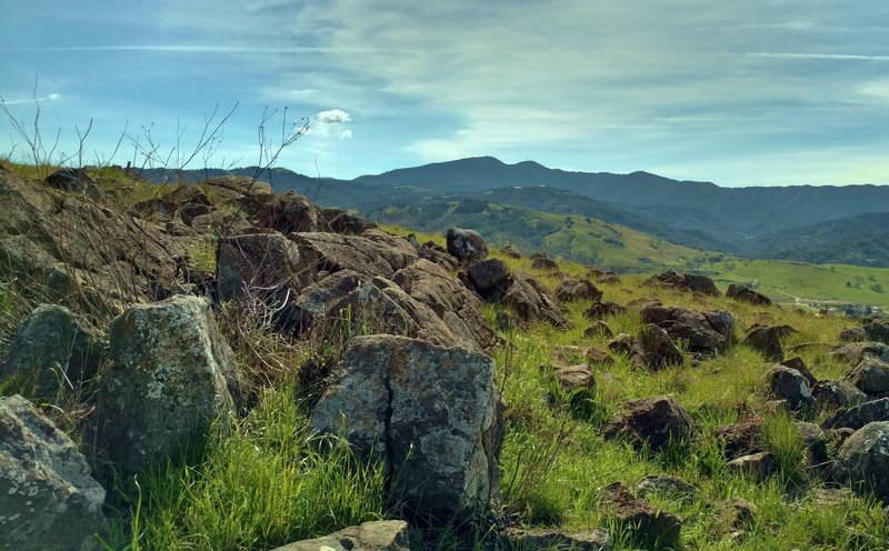 The Santa Cruz Mountains create a beautiful backdrop to the Rocky Ridge Trail. Yep, it sure is rocky!