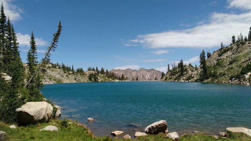 White Pine Lake glistens in the July sun.