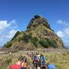 The group heads to the start line at Lion Rock.