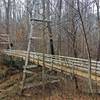 A monstrous suspension bridge aids your passage over Walnut Creek.