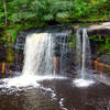 Wolf Creek Falls slowly cuts through the bedrock in Banning State Park.